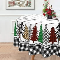 Christmas Round Tablecloth 60x60 Inch Waterproof Christmas Tree Tablecloth Xmas Washable Table Cloth for Winter Holiday Party Picnic Dinner Home Decor