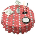 thumbnail image 1 of Christmas Round Tablecloth 60x60in(153x153cm) – Waterproof Polyester Table Cover with Full Print Design, Wrinkle Resistant & Washable for Kitchen Dining Party Decor, 1 of 6