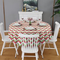Christmas Round Tablecloth 60x60in(153x153cm) – Waterproof Polyester Table Cover with Full Print Design, Wrinkle Resistant & Washable for Kitchen Dining Party Decor