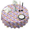 thumbnail image 1 of Christmas Round Tablecloth 60x60in(153x153cm) – Waterproof Polyester Table Cover with Full Print Design, Wrinkle Resistant & Washable for Kitchen Dining Party Decor, 1 of 6