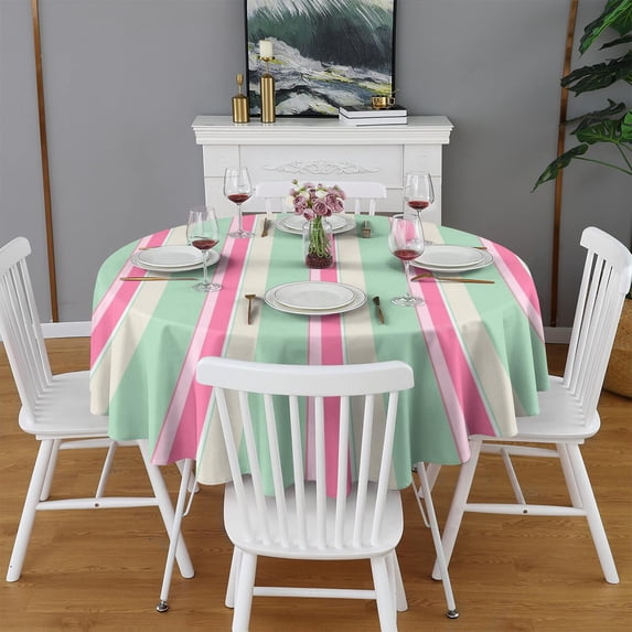 Fashionable Round Tablecloth 60x60in(153x153cm) – Waterproof Polyester Table Cover with Full Print Design, Wrinkle Resistant & Washable for Kitchen Dining Party Decor