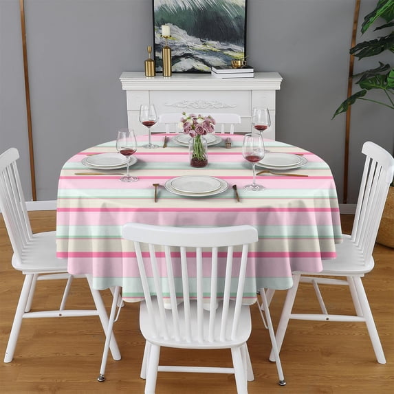 Fashionable Round Tablecloth 60x60in(153x153cm) – Waterproof Polyester Table Cover with Full Print Design, Wrinkle Resistant & Washable for Kitchen Dining Party Decor