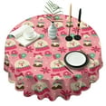 thumbnail image 1 of Christmas Round Tablecloth 60x60in(153x153cm) – Waterproof Polyester Table Cover with Full Print Design, Wrinkle Resistant & Washable for Kitchen Dining Party Decor, 1 of 6