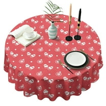 Christmas Round Tablecloth 60x60in(153x153cm) – Waterproof Polyester Table Cover with Full Print Design, Wrinkle Resistant & Washable for Kitchen Dining Party Decor