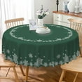 thumbnail image 1 of Christmas Round Tablecloth 70 Inch Green and White Snowflakes Circular Table Cloth Washable and Reusable Fabric Table Cover for Kitchen Dining Winter Holiday Xmas New Year Party Decoration, 1 of 4