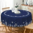 thumbnail image 1 of Christmas Round Tablecloth 70 Inch Navy Blue and White Snowflakes Circular Table Cloth Washable and Reusable Fabric Table Cover for Kitchen Dining Winter Holiday Xmas New Year Party Decoration, 1 of 7