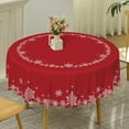 thumbnail image 1 of Christmas Round Tablecloth 70 Inch Red and White Snowflakes Decorative Table Cloth Washable and Wrinkle Resistant Fabric Table Cover for Kitchen Dining Winter Holiday Xmas New Year Party Decor, 1 of 7