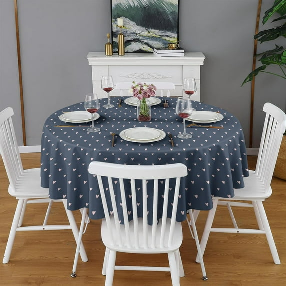 Fashionable Round Tablecloth 70x70in(178x178cm) – Waterproof Polyester Table Cover with Full Print Design, Wrinkle Resistant & Washable for Kitchen Dining Party Decor