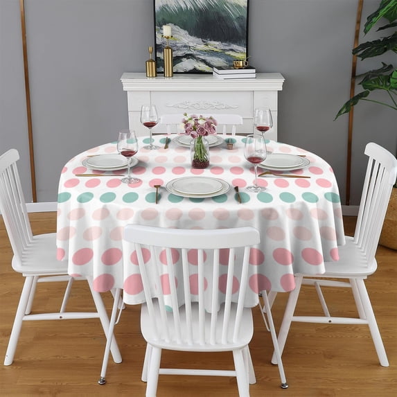 Fashionable Round Tablecloth 70x70in(178x178cm) – Waterproof Polyester Table Cover with Full Print Design, Wrinkle Resistant & Washable for Kitchen Dining Party Decor