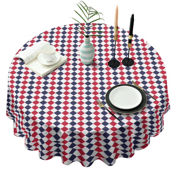 Christmas Round Tablecloth 70x70in(178x178cm) – Waterproof Polyester Table Cover with Full Print Design, Wrinkle Resistant & Washable for Kitchen Dining Party Decor