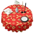 thumbnail image 1 of Christmas Round Tablecloth 70x70in(178x178cm) – Waterproof Polyester Table Cover with Full Print Design, Wrinkle Resistant & Washable for Kitchen Dining Party Decor, 1 of 6