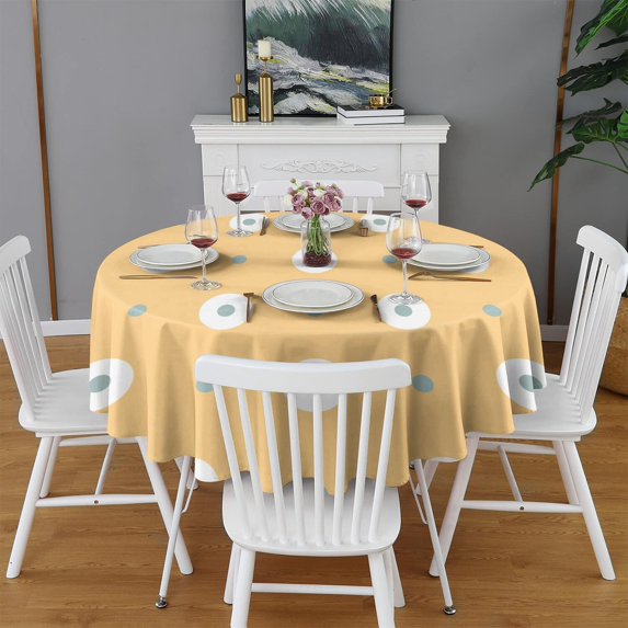 Fashionable Round Tablecloth 70x70in(178x178cm) – Waterproof Polyester Table Cover with Full Print Design, Wrinkle Resistant & Washable for Kitchen Dining Party Decor