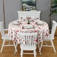 thumbnail image 1 of Christmas Round Tablecloth 70x70in(178x178cm) – Waterproof Polyester Table Cover with Full Print Design, Wrinkle Resistant & Washable for Kitchen Dining Party Decor, 1 of 5