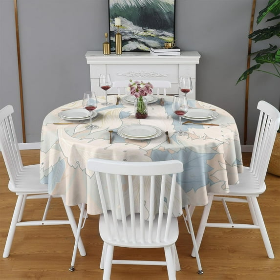 Fashionable Round Tablecloth 70x70in(178x178cm) – Waterproof Polyester Table Cover with Full Print Design, Wrinkle Resistant & Washable for Kitchen Dining Party Decor