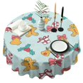 thumbnail image 1 of Christmas Round Tablecloth 70x70in(178x178cm) – Waterproof Polyester Table Cover with Full Print Design, Wrinkle Resistant & Washable for Kitchen Dining Party Decor, 1 of 6