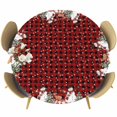 thumbnail image 1 of Christmas Round Tablecloth, Fitted Table Cover with Elastic for 36"-44" Round Tables, Buffalo Plaid Cute Snowman Xmas Tree Elk Snowflakes Table Cloth Outdoor Dinning Party Waterproof Tablecloths, 1 of 7