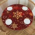 thumbnail image 1 of Christmas Round Tablecloth Red and Gold Snowflake Heart Farmhouse Table Cover with Elastic Edge Washable Fitted Table Cloth for Kitchen Patry Outdoor Decor Fits 40"-44", Small, 1 of 4