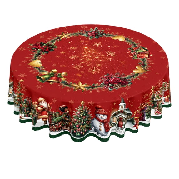 Christmas Round Tablecloth, Xmas Holiday Decorative Round Table Cover, Christmas Pattern Table Runner for Dining Table