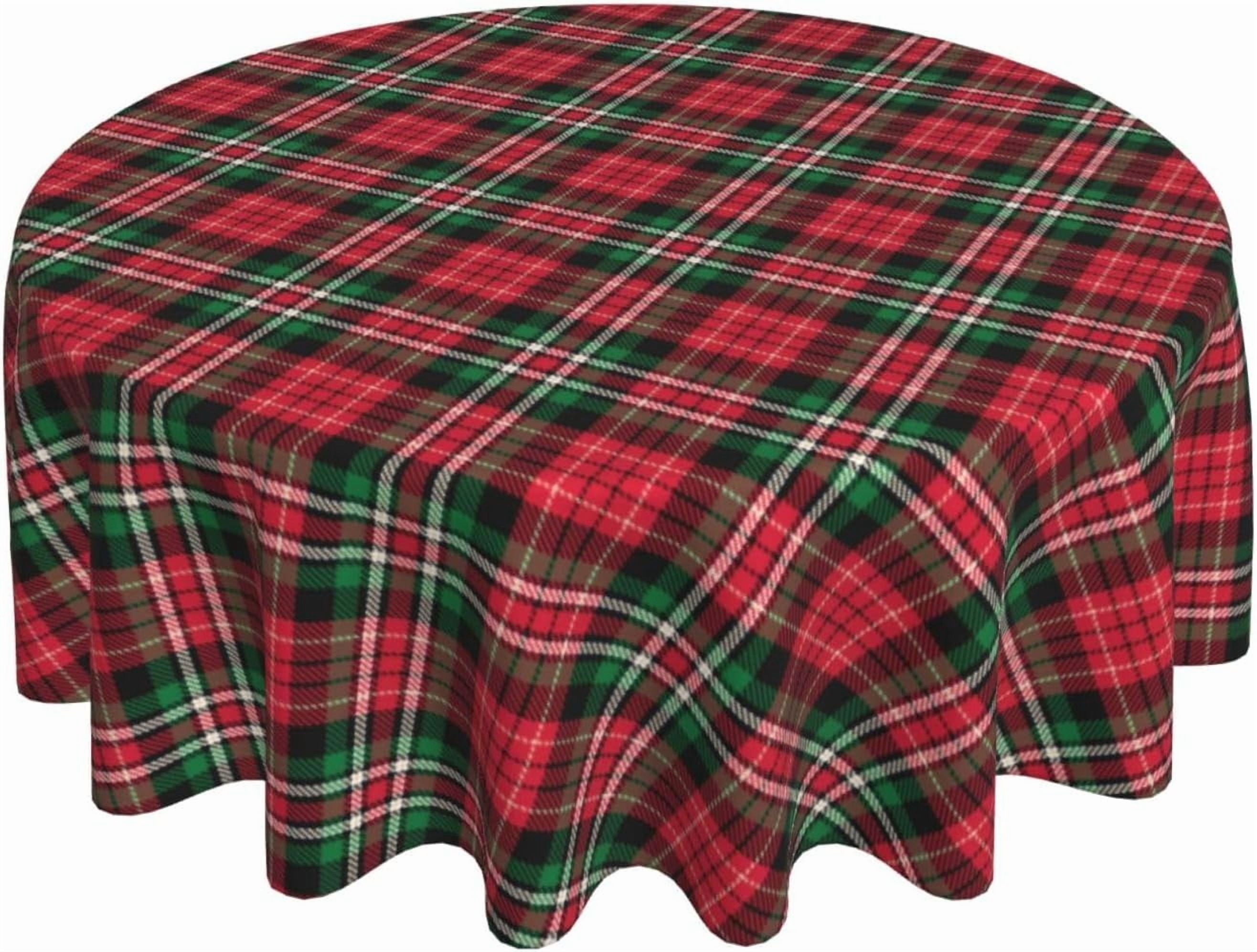 Christmas Round Tablecloths 70 Inches Winter Red and Green Plaid ...