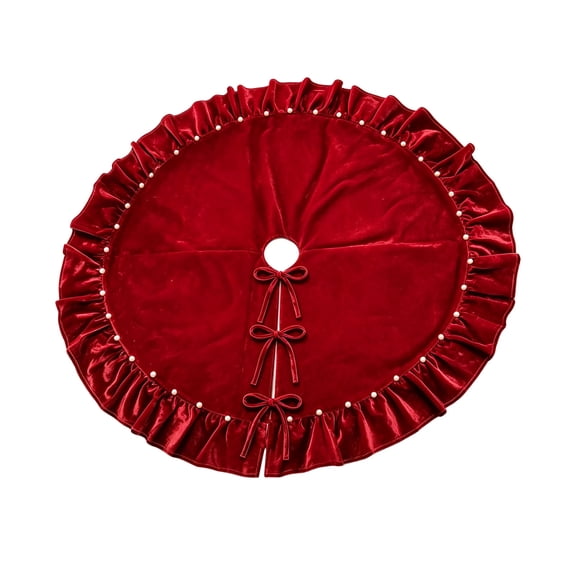Christmas Round Tree Skirt 35-59 Inch, Polyester Holiday Decorations for Christmas Table and Christmas Party