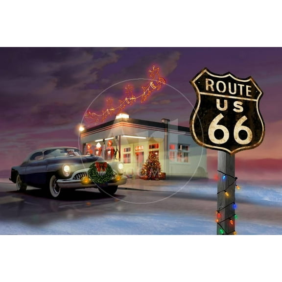 Christmas Route 66, Transportation World Culture Unframed Art Print Wall Art by Chris Consani Sold by Art.Com