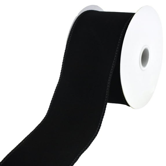 Christmas Royal Velvet Solid Wired Ribbon, 2-1/2-Inch, 10-Yard - Black