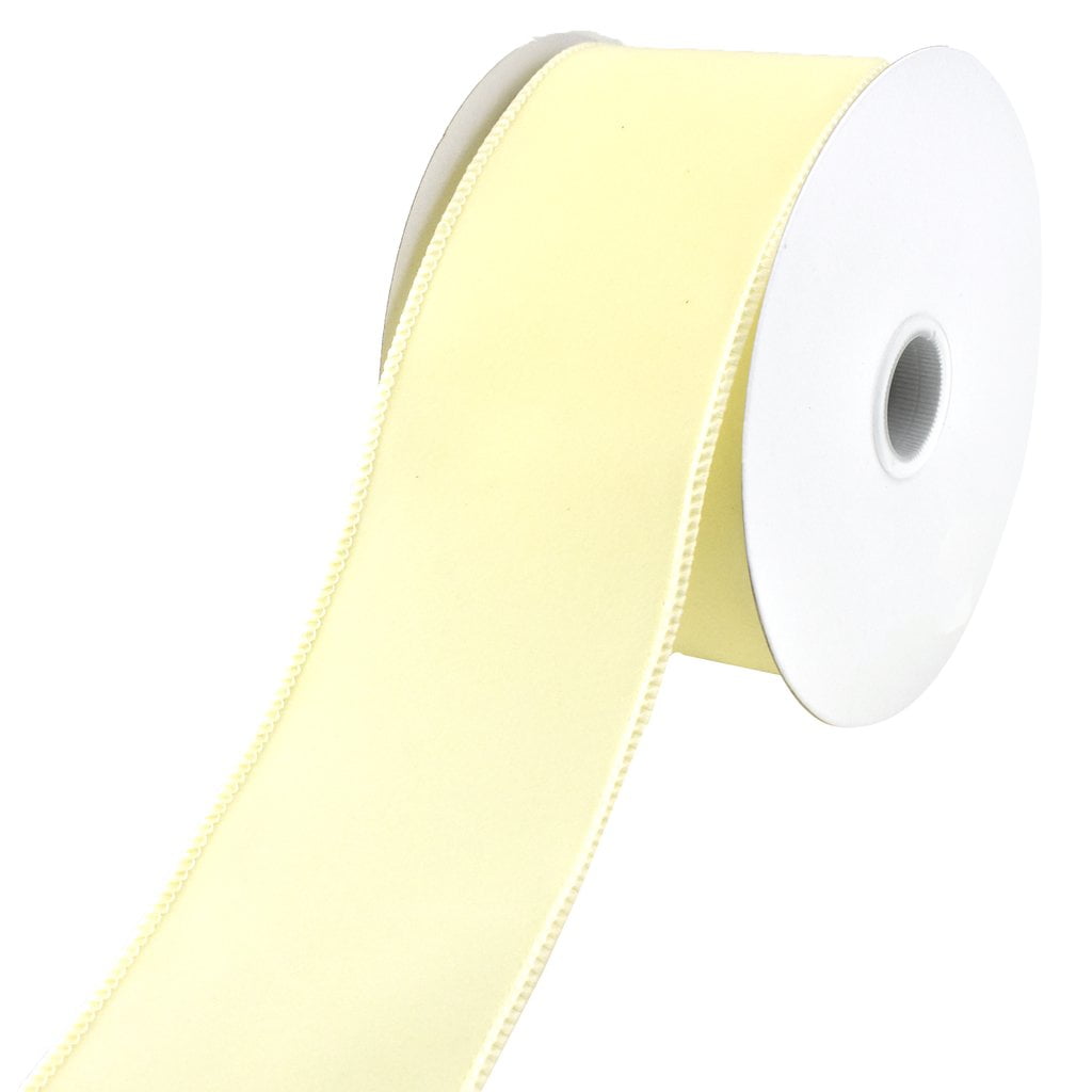 Christmas Royal Velvet Solid Wired Ribbon, 2-1/2-Inch, 10-Yard - Ivory