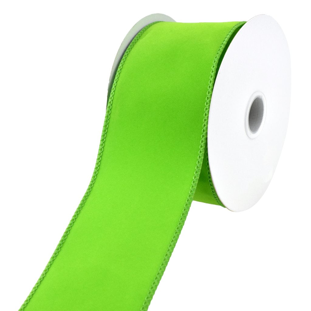 Christmas Royal Velvet Solid Wired Ribbon, 2-1/2-Inch, 10-Yard - Lime Green