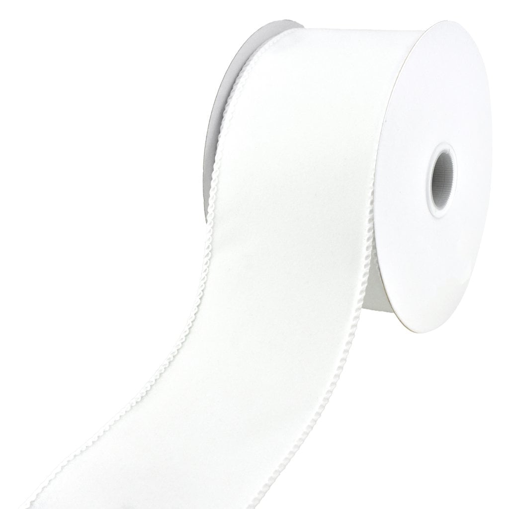 Christmas Royal Velvet Solid Wired Ribbon, 2-1/2-Inch, 10-Yard - White