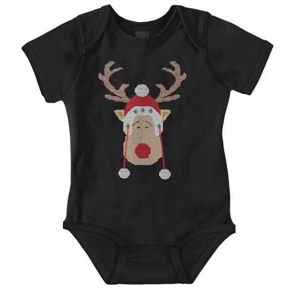 Christmas Rudolph Reindeer Stitch Baby Romper Boys or Girls Brisco Brands NB