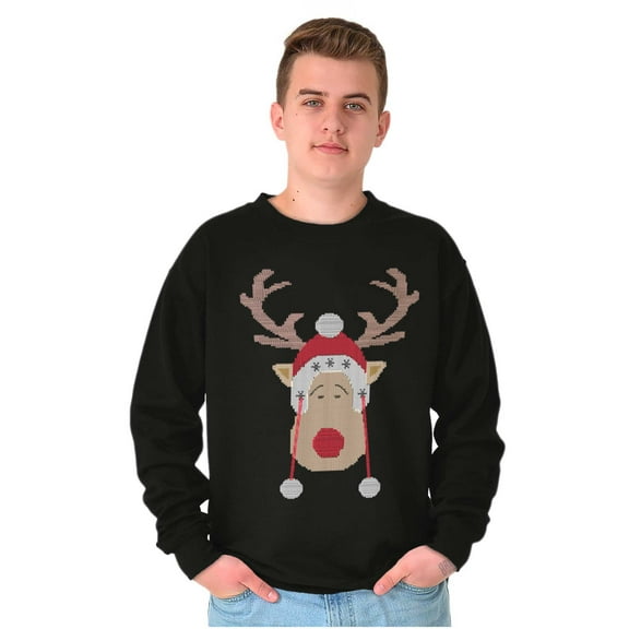 Christmas Rudolph Reindeer Stitch Sweatshirt for Men or Women Brisco Brands X