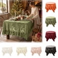 thumbnail image 1 of Christmas Ruffle Lace Tablecloth, Sheer Floral Lace Table Cover with Ruffled , Decorative Table Cloth for Holiday Wedding Dinner Party Home Decor(55Ã70in), 1 of 4