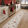 thumbnail image 1 of Christmas Rug 19.69x70.87 Inch, Washable Hallway Christmas Runner Rug, Non-Slip Low-Pile Soft Kitchen Rug, Vintage Xmas Holiday Decor Throw Entry Foyer Mat for Entrance Laundry Living Room, Beige, 1 of 7