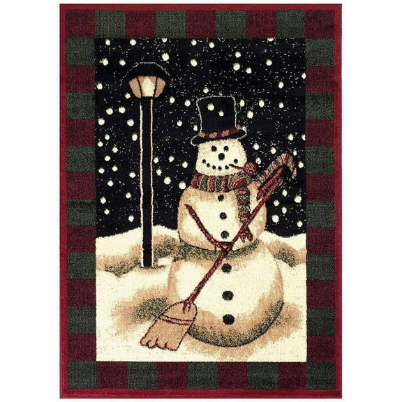 Christmas Rug Holiday Décor Snow Man Area Rug Approximately: 3ft4in X 4ft6in High Quality Woven for Home Dining Room Living Room