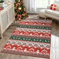 thumbnail image 1 of Christmas Rug Machine Washable Xmas Snowman Deer Rug Non-Slip Holiday Decor Diamonds Geometric Snowflake Carpet Festive Christmas Floor Cover, 1 of 15