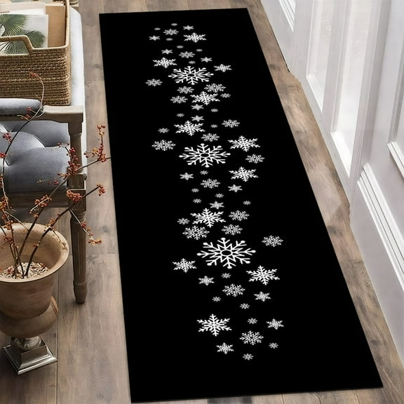 Christmas Rug, Merry Christmas Runner, Snowflakes Runner, Christmas Decoration, Christmas Area Rug, Runner Rug, Hallway Rug Christmas Gift for Mom