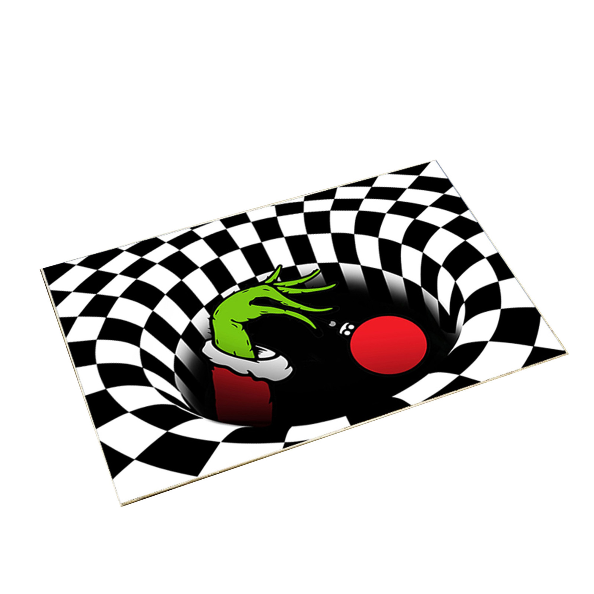 Christmas Rug, Plaid Elf Hand Nonslip Indoor Illusion Floor Mat