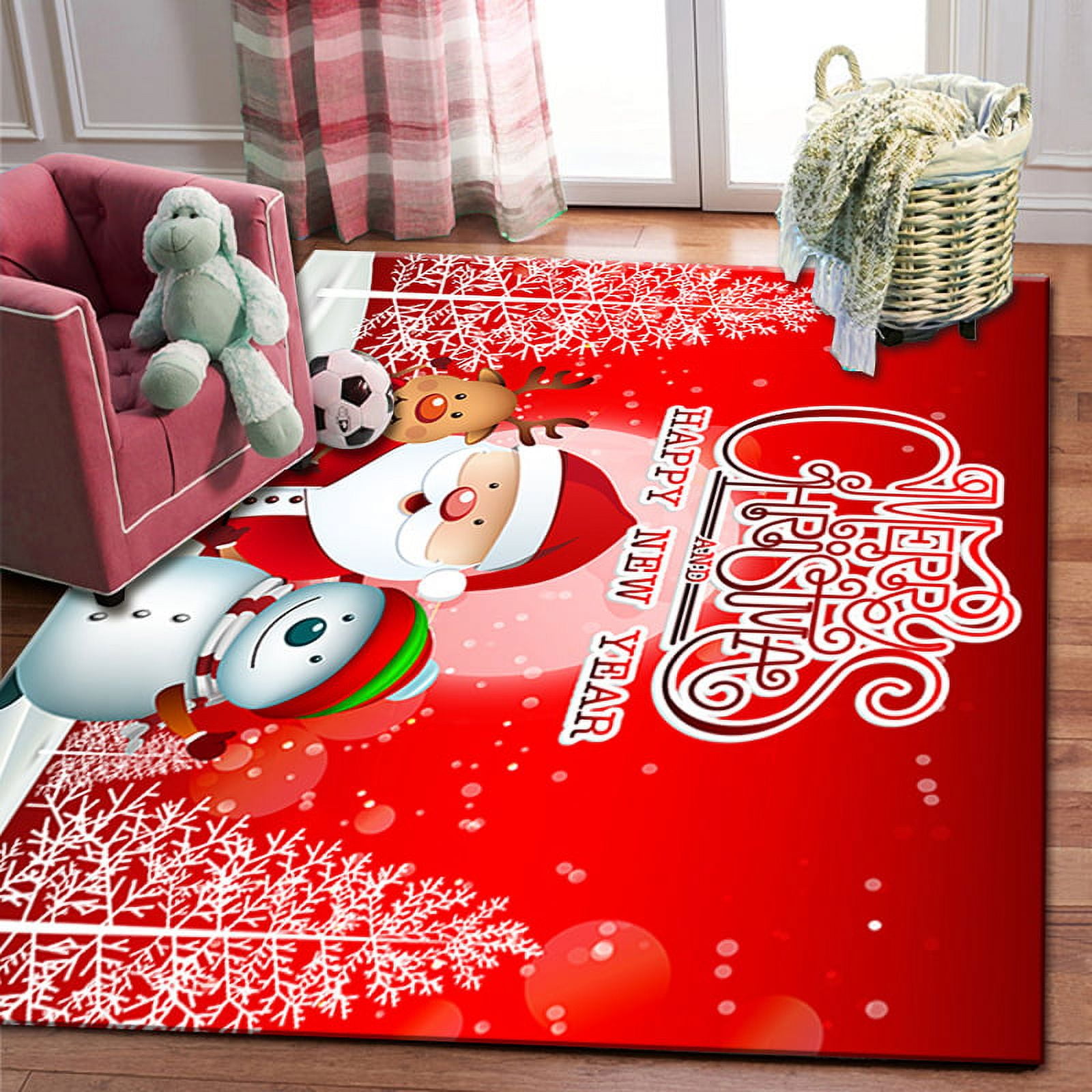 Christmas Rug Christmas Santa Claus and Snowflake Area Rug Merry