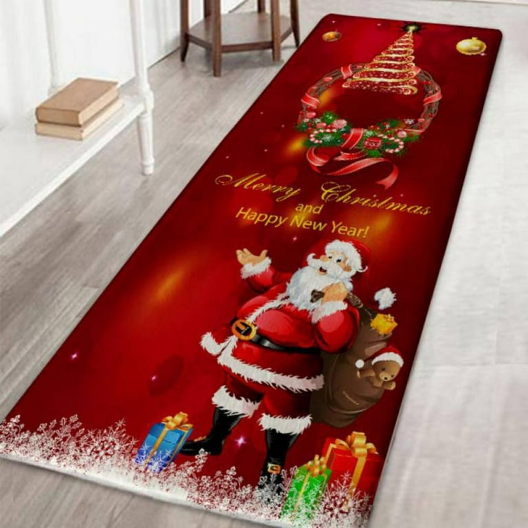 1pc Christmas Snowman Printed Kitchen Floor Mat, Polyester Anti-slip  Decorative Mat For Christmas