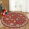 thumbnail image 1 of Christmas Rugs, Yamaziot Area Rug for Living Room, 4ft Round Rug for Bedroom Floor, Washable Non Slip Christmas Mat Carpet, Doormat for Xmas Home Indoor Decor, Red, 1 of 6