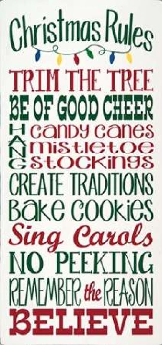 Christmas Rules Canvas Art - Erin Deranja (24 x 48)