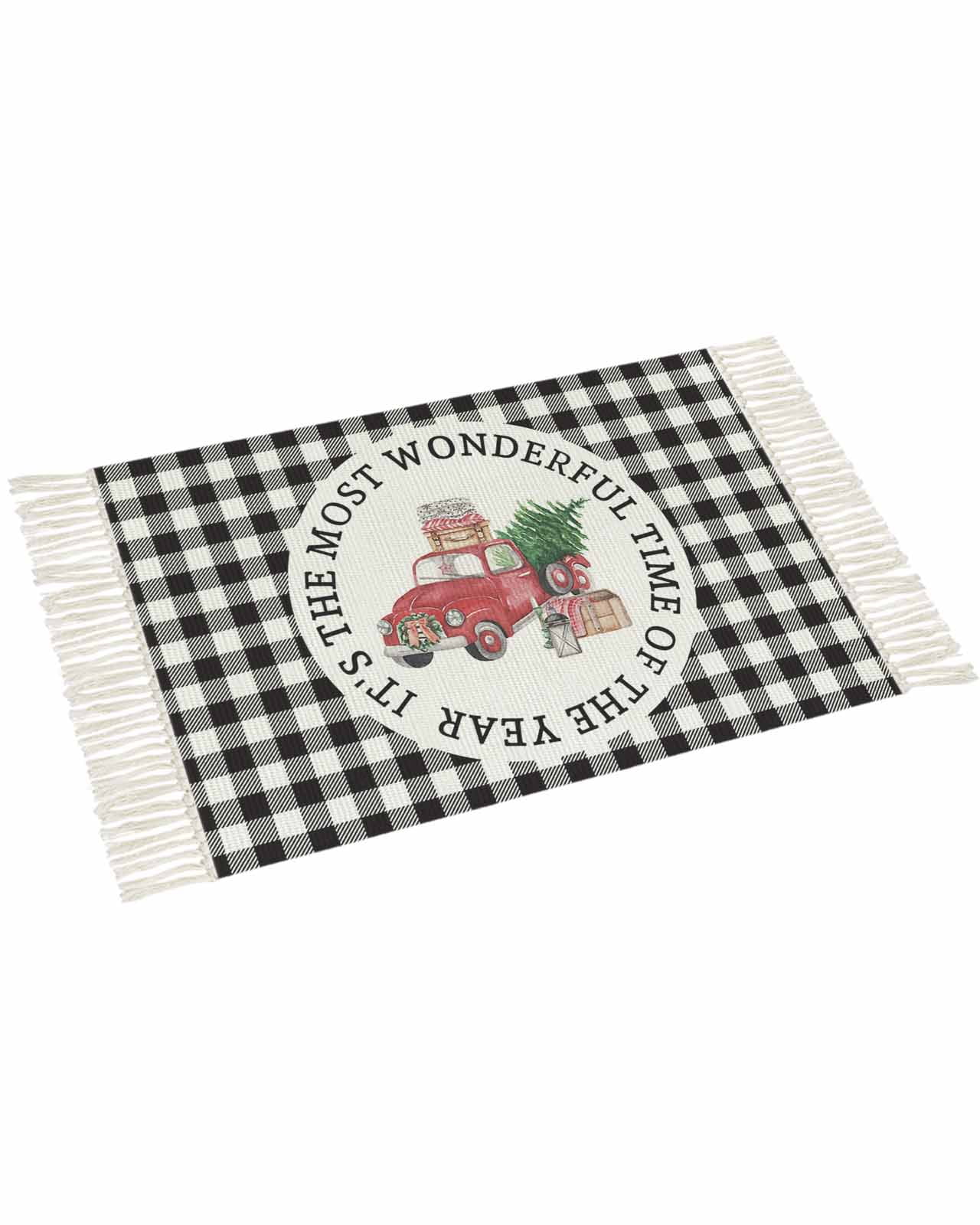 Christmas Runner Rug for Hallway 2x3ft, Christmas Car Black It's The