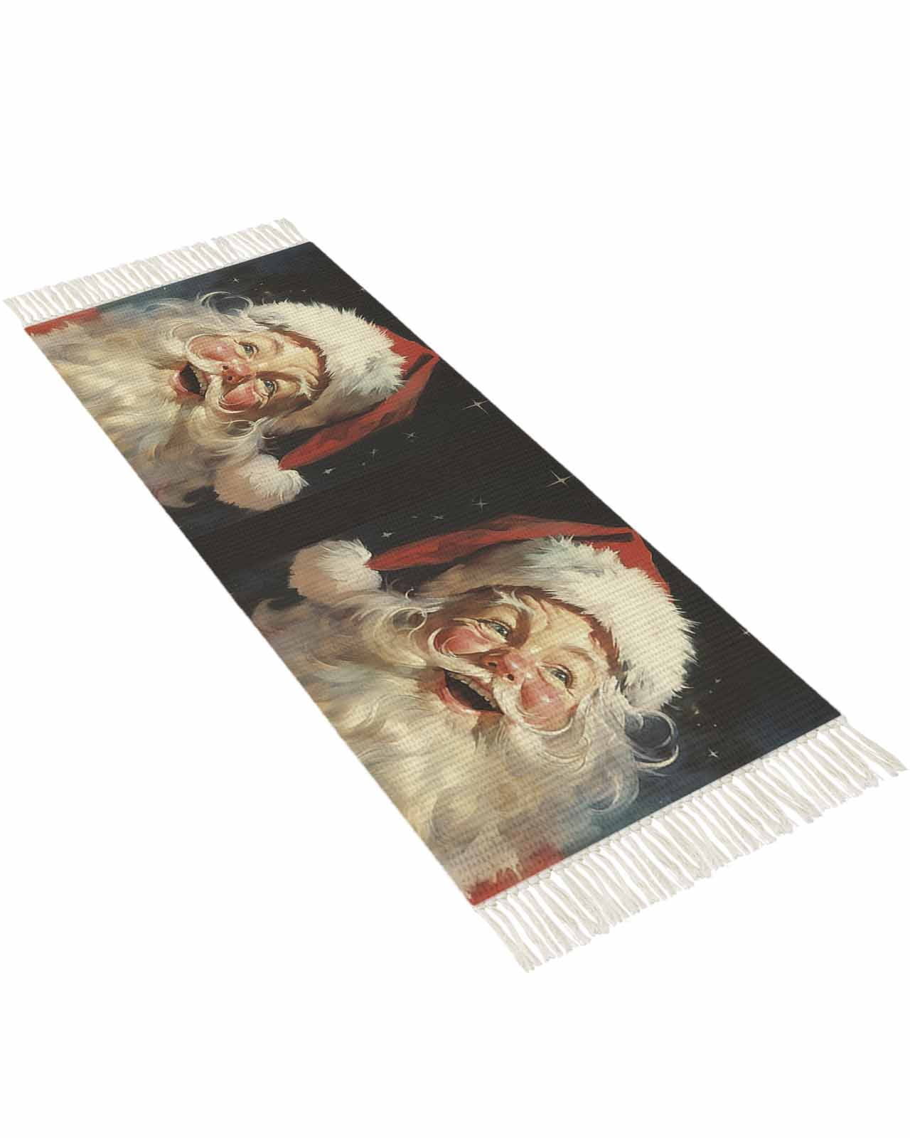 Christmas Runner Rug for Hallway 2x4ft, Christmas Smiling Santa Claus