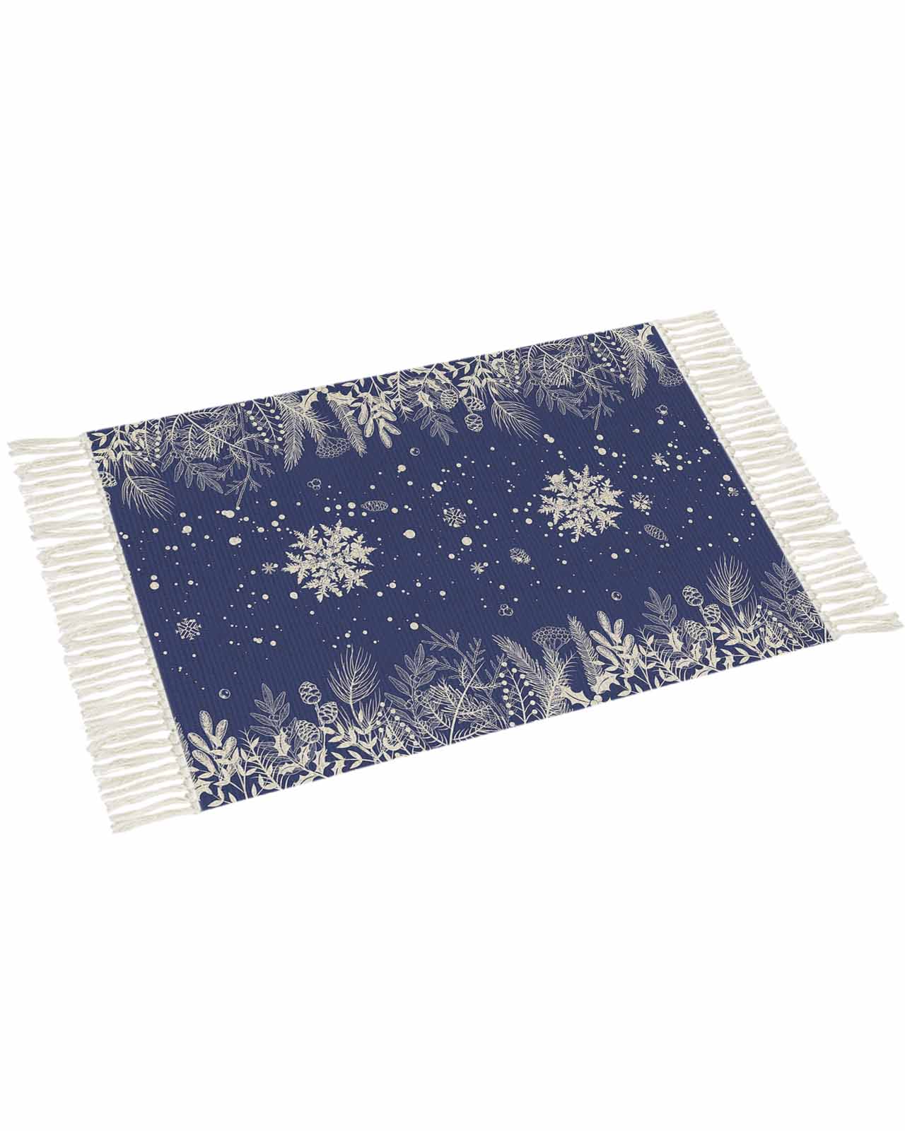 Christmas Runner Rug for Hallway 4x6ft, Christmas Snowflake Pine Leaves