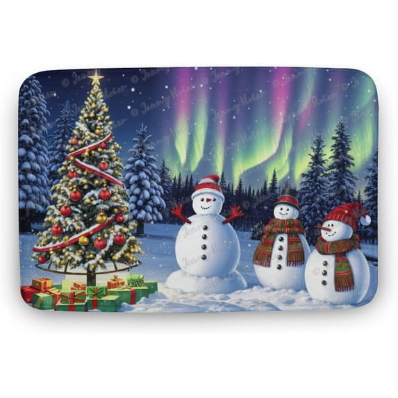 Christmas Runner Rug, Xmas Holiday Welcome Mat for Hallways Kitchen Front Door Entrance, Indoor Outdoor Snowman Print Decor Rug for Living Room Fireplace Bedroom 20"x32"
