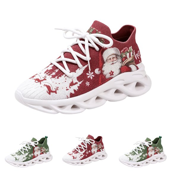 Christmas Running Shoes for Men and Women, Lightweight Mesh Athletic Sneakers Holiday Footwear for Workout Gym Tennis,42