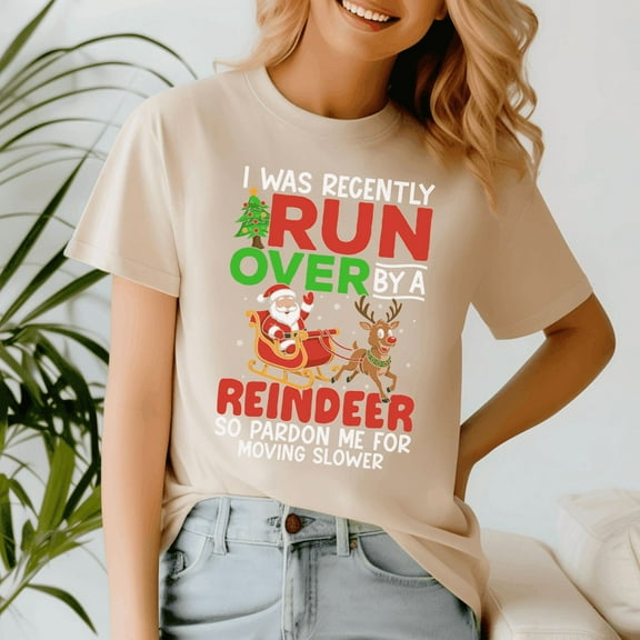 Christmas Runover Recently Run Over By A Reindeer Christmas, Retro Christmas Shirt, Xmas TShirt, Cute Santa Claus Holiday, Merry Christmas Gift