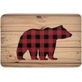 Christmas Rustic Bear Wood Buffalo Plaid Indoor Doormat NonSlip Front