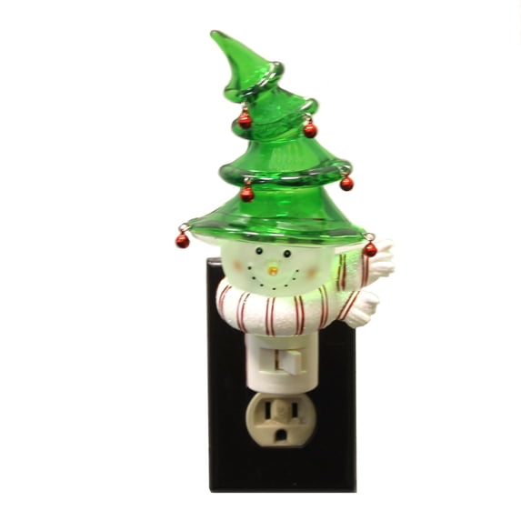 Christmas Snowman W/Tree Hat Nightlight Plastic Electric 151265