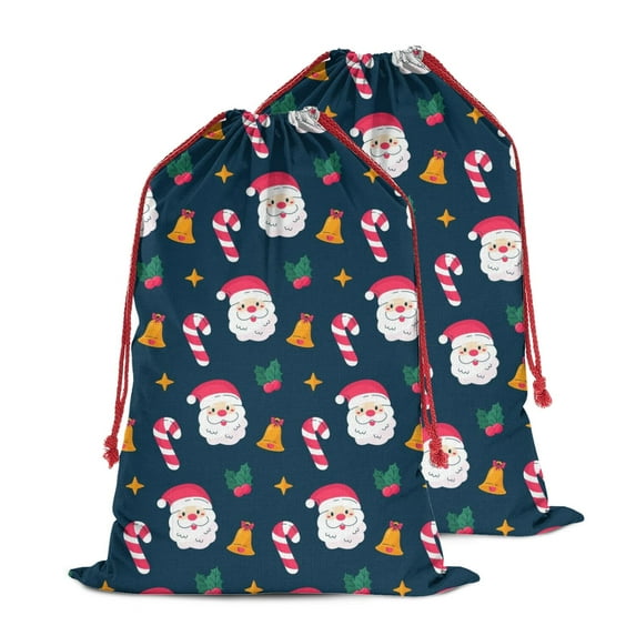 Christmas Sack – 28" X 20" Canvas Gift Bag with Drawstring, Full Print Polyester Santa Sack, Durable Reusable Xmas Gift Bag for Holiday, Party & Storage